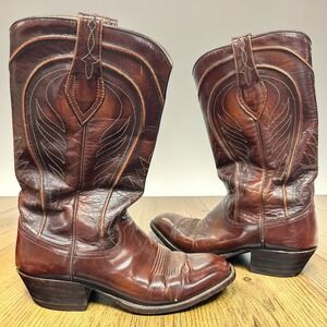 Men's Vintage Cowboy Boots Dan Post Size 7.5 D Style 6883 Brown Leather Spain